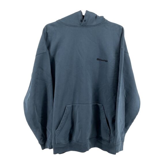 Balenciaga Classic Washed Blue Corporate Hoodie Size L - Picture 2 of 6